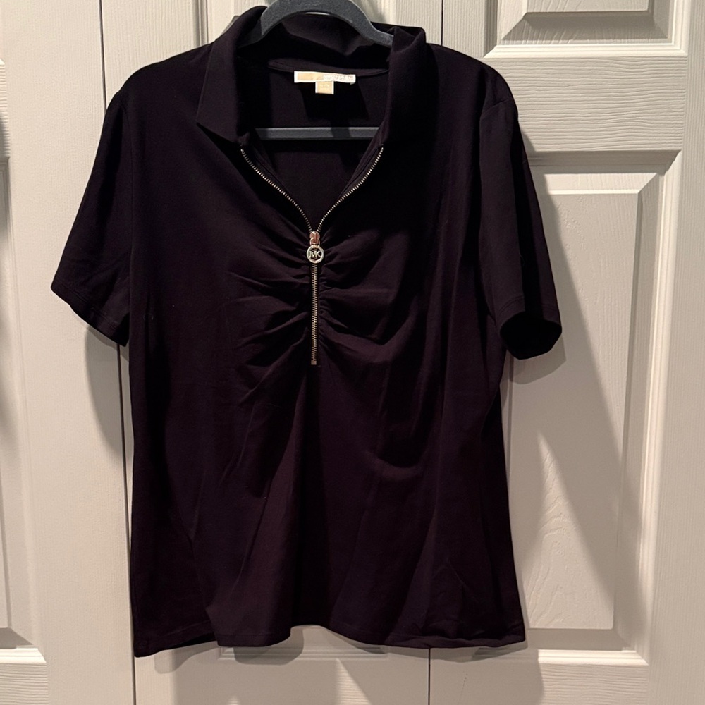 # MICHAEL Michael Kors XL Black Short Sleeve Zipper Top